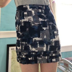 Blue and grey brushstroke skirt